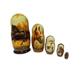 Equestrian Horses Matryoshka Nesting Dolls Set